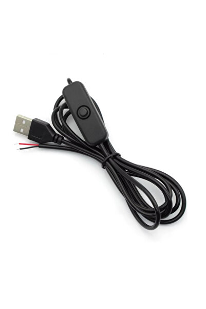 DEMİRLED 2 Amper Swich li USB Erkek Kablo 1 Metre Anahtarlı Açık Uçlu Siyah U...