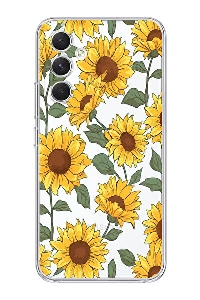 moonset Samsung Galaxy S25 FE Uyumlu Ay Çiçeği Tasarımlı Baskılı Şeffaf Telef...