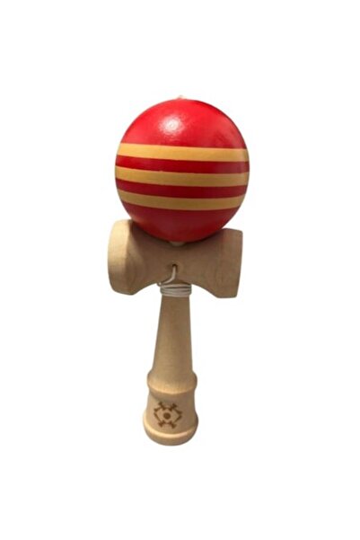 Kendama Jucărie japoneză din lemn, profesională, dungi roșii, 20 cm
