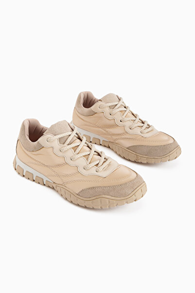 Limoya Leen Beige Parachute Fabric Women's Sneakers
