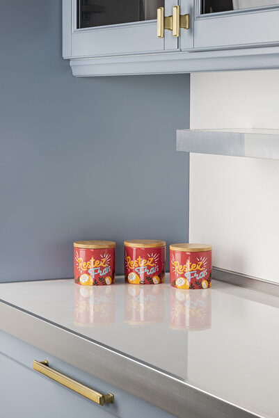 color house 3 Adet Seramik Limon Motifli Kavanoz Şekerlik Çay Kahve Saklama K...