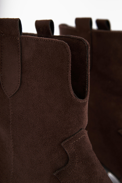 Limoya Erica Kahve Süet Topuklu Western Kadın Bot