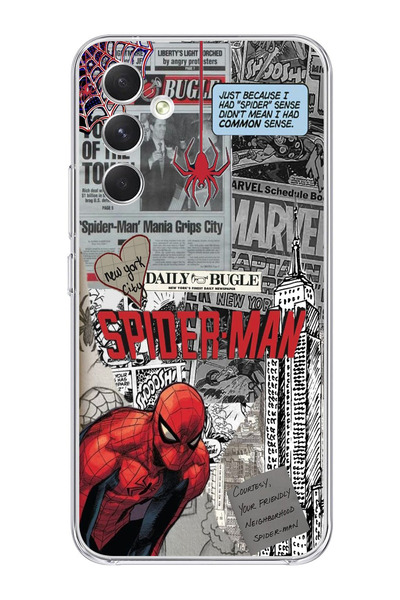 moonset Samsung Galaxy S25 FE Uyumlu Örümcek Kolaj Tasarımlı Baskılı Şeffaf T...