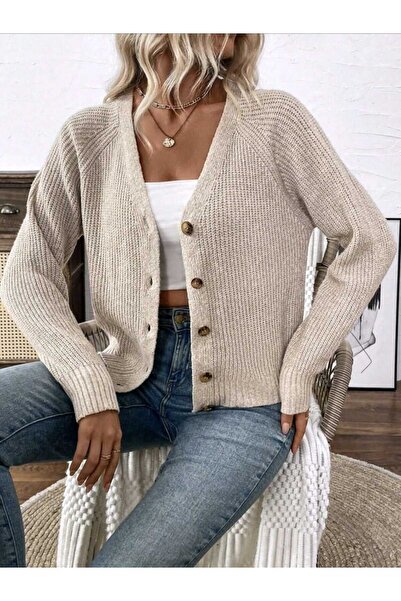 Serenay Atelier V-Neck Buttoned Long Sleeve Women's Knitwear Cardigan