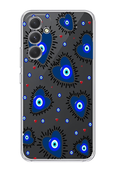 moonset Samsung Galaxy S25 FE Uyumlu Nazar Kalpler Tasarımlı Baskılı Şeffaf T...