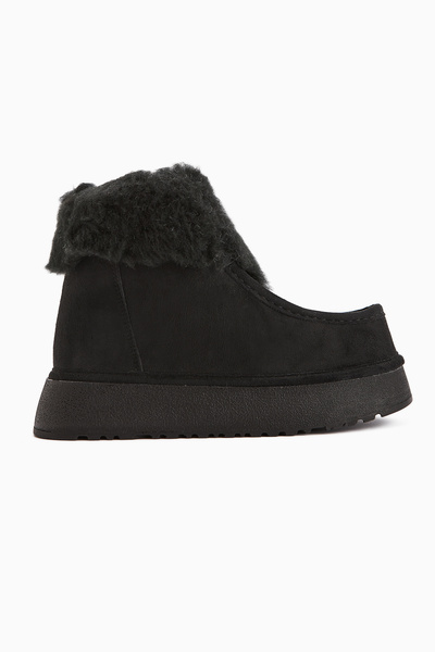 Limoya Γυναικείες μπότες Erva Black Suede Shearling