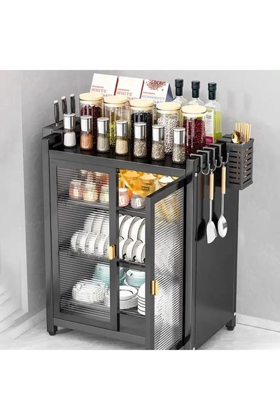 Un دولاب مطبخ من الفولاذ بثلاثة طبقات متعددة الوظائف