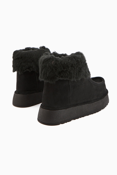 Limoya Γυναικείες μπότες Erva Black Suede Shearling
