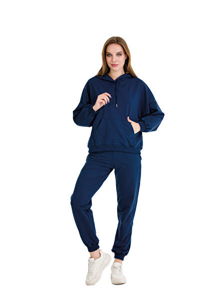 MOPİ طقم بدلة رياضية ناعمة من خيطين مع غطاء للرأس وجيب كنغر