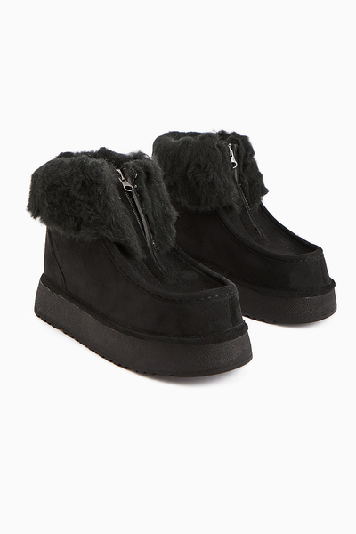 Limoya Γυναικείες μπότες Erva Black Suede Shearling