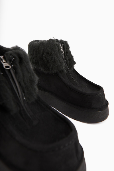 Limoya Γυναικείες μπότες Erva Black Suede Shearling