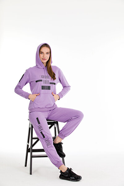 MOPİ طقم بدلة رياضية ناعمة من خيطين مع غطاء للرأس وجيب كنغر