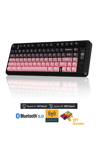 Hietech Kablosuz Gaming Oyuncu Klavyesi Freewolf M75 BT+2.4Ghz Oled TFT Ekran...