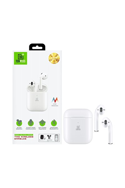 TENPLUS سماعة بلوتوث TEN PLUS Ear Buds مع علبة شحن – أبيض