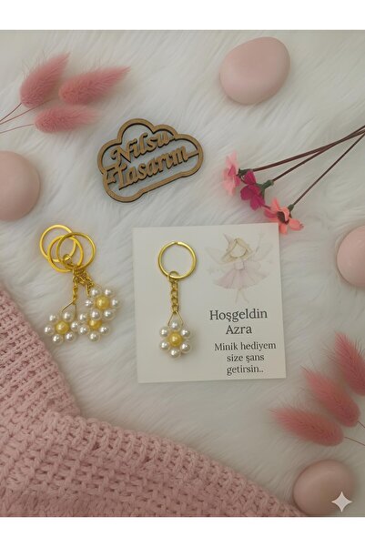 10 Pcs Pearl Daisy Keychain Newborn - Birthday - Mevlid Gift