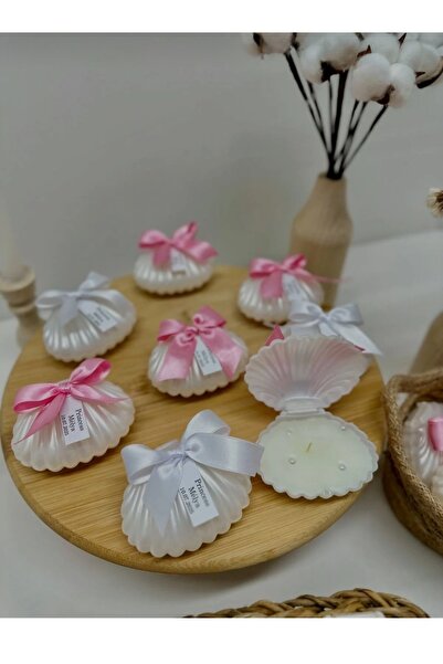 Sude Design 10Pcs Oyster Candle Gift with Pink and White Ribbon # Engagement ...