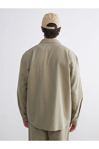 LC Waikiki XSIDE Haki Regular Fit Uzun Kollu Kadife Erkek Gömlek