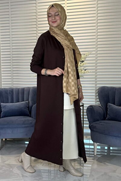 Rabia Şamlı Ferace Knitwear Cardigan Bitter Brown