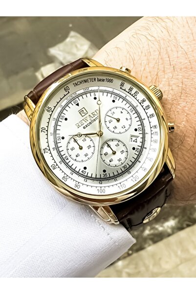 Reward orijinal deri kordon 5atm su geçirmez Erkek kol saati kahverengi kordon