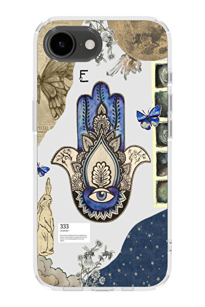 moonset Iphone 16E Uyumlu Nazar Göz Tasarımlı Baskılı Şeffaf Telefon Kılıfı