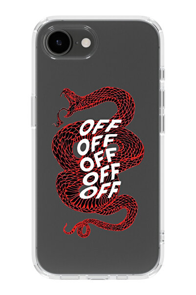 moonset Iphone 16E Uyumlu Yılan Tasarımlı Baskılı Şeffaf Telefon Kılıfı