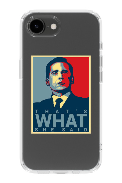 moonset Iphone 16E Uyumlu Michael Scott Tasarımlı Baskılı Şeffaf Telefon Kılıfı