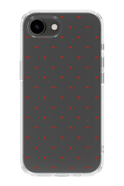 moonset Iphone 16E Uyumlu Minik Kalpler Tasarımlı Baskılı Şeffaf Telefon Kılıfı