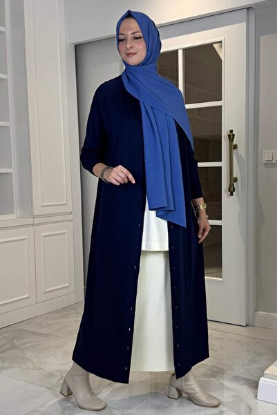 Rabia Şamlı Ferace Knitwear Cardigan Navy Blue