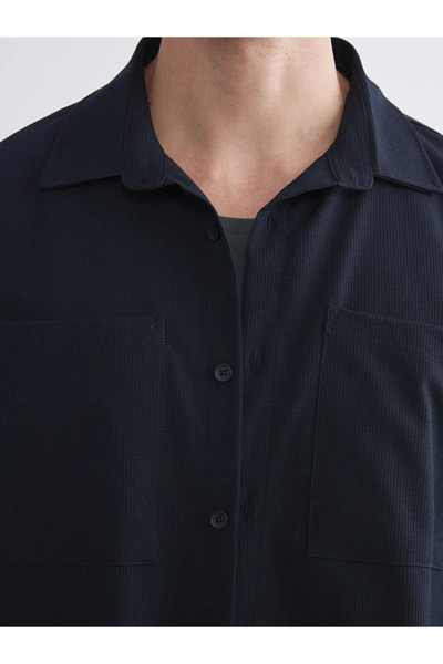 LC Waikiki Ανδρικό πουκάμισο με μακρυμάνικο γιακά XSIDE Navy Blue