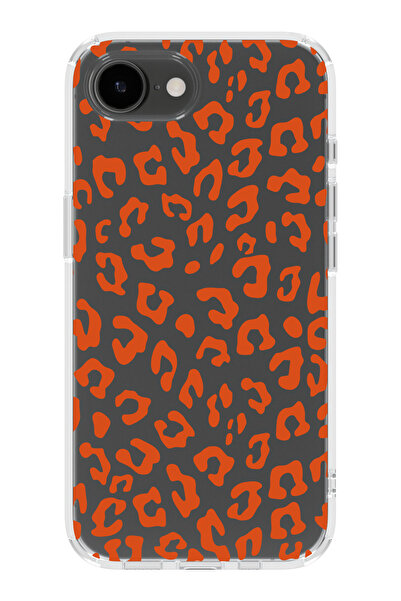 moonset Iphone 16E Uyumlu Leopar Tasarımlı Baskılı Şeffaf Telefon Kılıfı