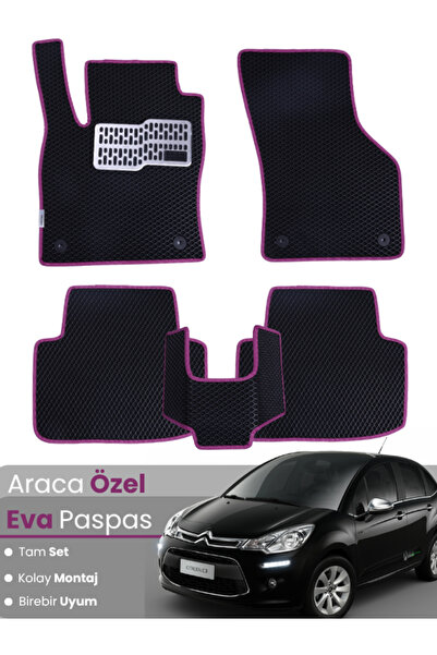 stiloto مجموعة كاملة من حصائر EVA متوافقة مع سيتروين C3 (2002-2009) - مخصصة ل...