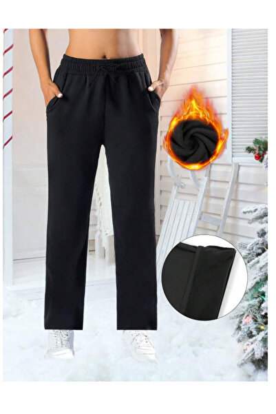 BEAXES Γυναικείο μαύρο φαρδύ παντελόνι φόρμας - Ψηλόμεσο, Άνετη εφαρμογή, Ove...