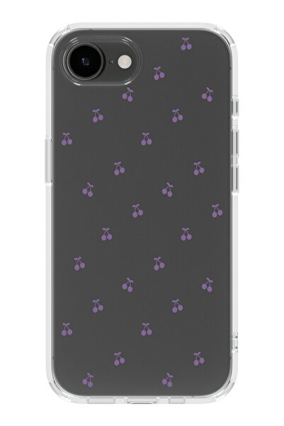 moonset Iphone 16E Uyumlu Kiraz Tasarımlı Baskılı Şeffaf Telefon Kılıfı