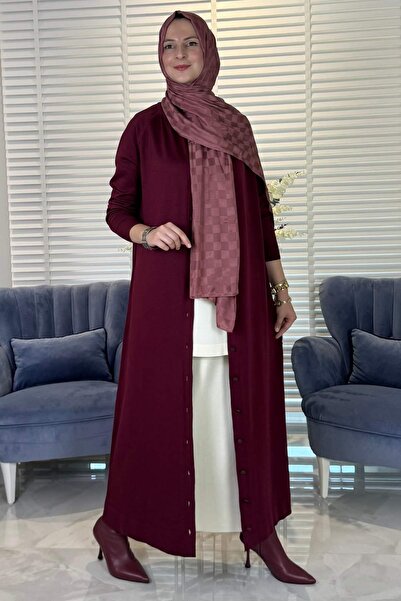 Rabia Şamlı Ferace Knitwear Cardigan Burgundy