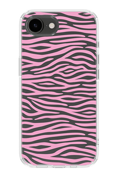 moonset Iphone 16E Uyumlu Zebra Desen Tasarımlı Baskılı Şeffaf Telefon Kılıfı