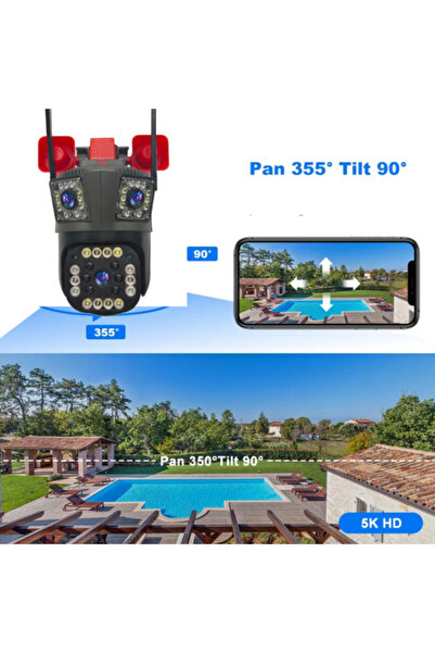 BV Triple Surveillance Camera, Ethernet, 4G, 12MP Ultra HD, 5X Zoom, Color Night Vision, Audio