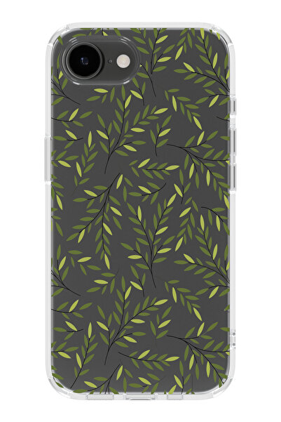 moonset Iphone 16E Uyumlu Yapraklar Tasarımlı Baskılı Şeffaf Telefon Kılıfı