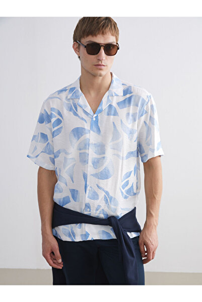 LC Waikiki Cămașă pentru bărbați cu mânecă scurtă, cu guler resort, cu model