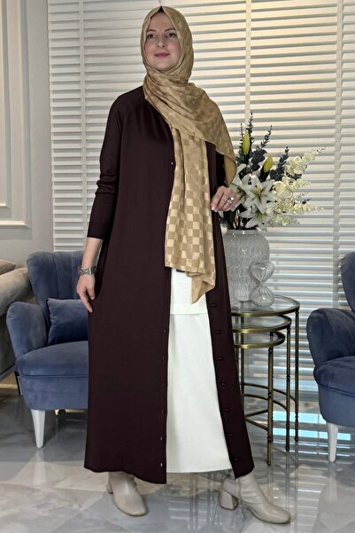 Rabia Şamlı Ferace Knitwear Cardigan Bitter Brown