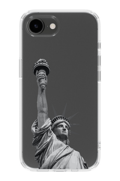 moonset Iphone 16E Uyumlu Özgürlük Heykeli Tasarımlı Baskılı Şeffaf Telefon K...