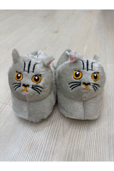 terlikcim kedi figürlü kalın ev içi panduf