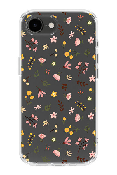 moonset Iphone 16E Uyumlu Çiçekler Tasarımlı Baskılı Şeffaf Telefon Kılıfı