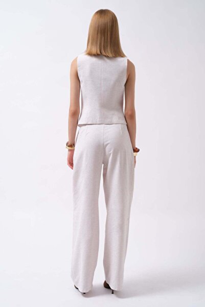 Maxi modena Flato Pocket Buttoned White Vest