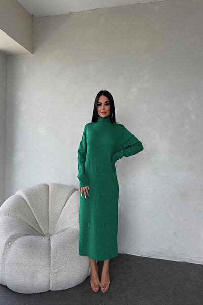 KAMACI BUTİK فستان تريكو الياقة المدورة