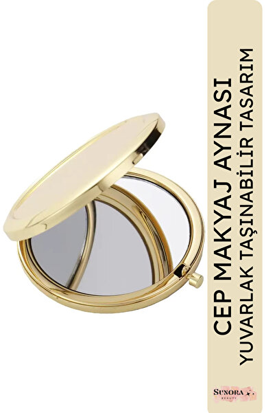 Sunora Beauty Cep Makyaj Aynası Yuvarlak Çanta İçi Büyüteçli Ayna Hediyelik P...