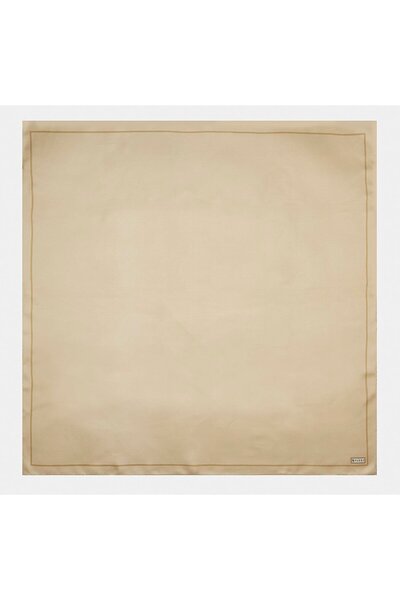 Vakko Solid Color Framed Tivil Scarf 3000887-Ecru