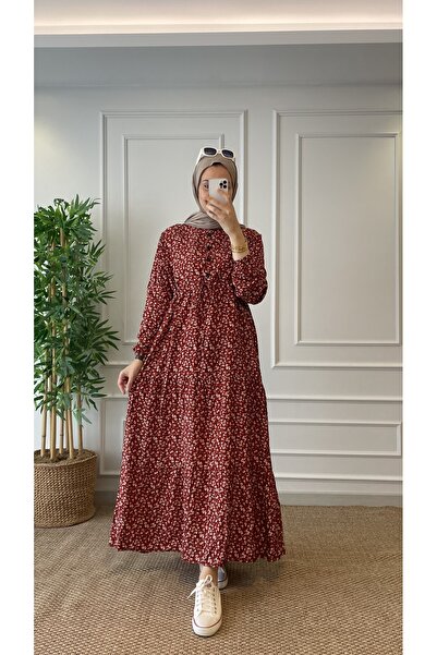 Miresse Gözde Tesettür Elbise Pamuklu Viskon Kumaş