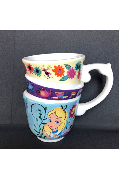 Miniso كوب سيراميكي مبتكر مكون من ثلاث طبقات مطلي برسومات كرتونية من أليس في ...