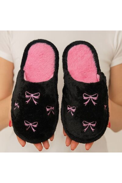 STOCON Plush House Slippers with Ribbon Embroidery, Non-Slip Sole, Dowry Bundle Gift House Slippers Stc1175