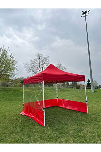 SEVİLBRANDA 3X3 mt KATLANIR ÇARDAK 3 KENAR ŞEFFAF PERDELİ